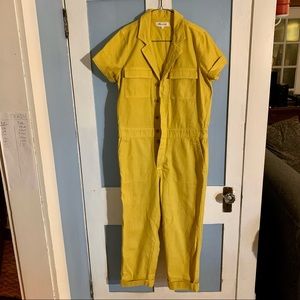 Madewell Mustard Denim Short-Sleeved Jumpsuit